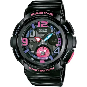 Casio Women's Watch - Baby-G World Time Black Resin Strap Analog-Digital | BGA190-1B