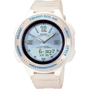 Casio Women's Watch - Tough Solar Light Blue Dial Clear Strap Ana-Digi | LCF-30-2B