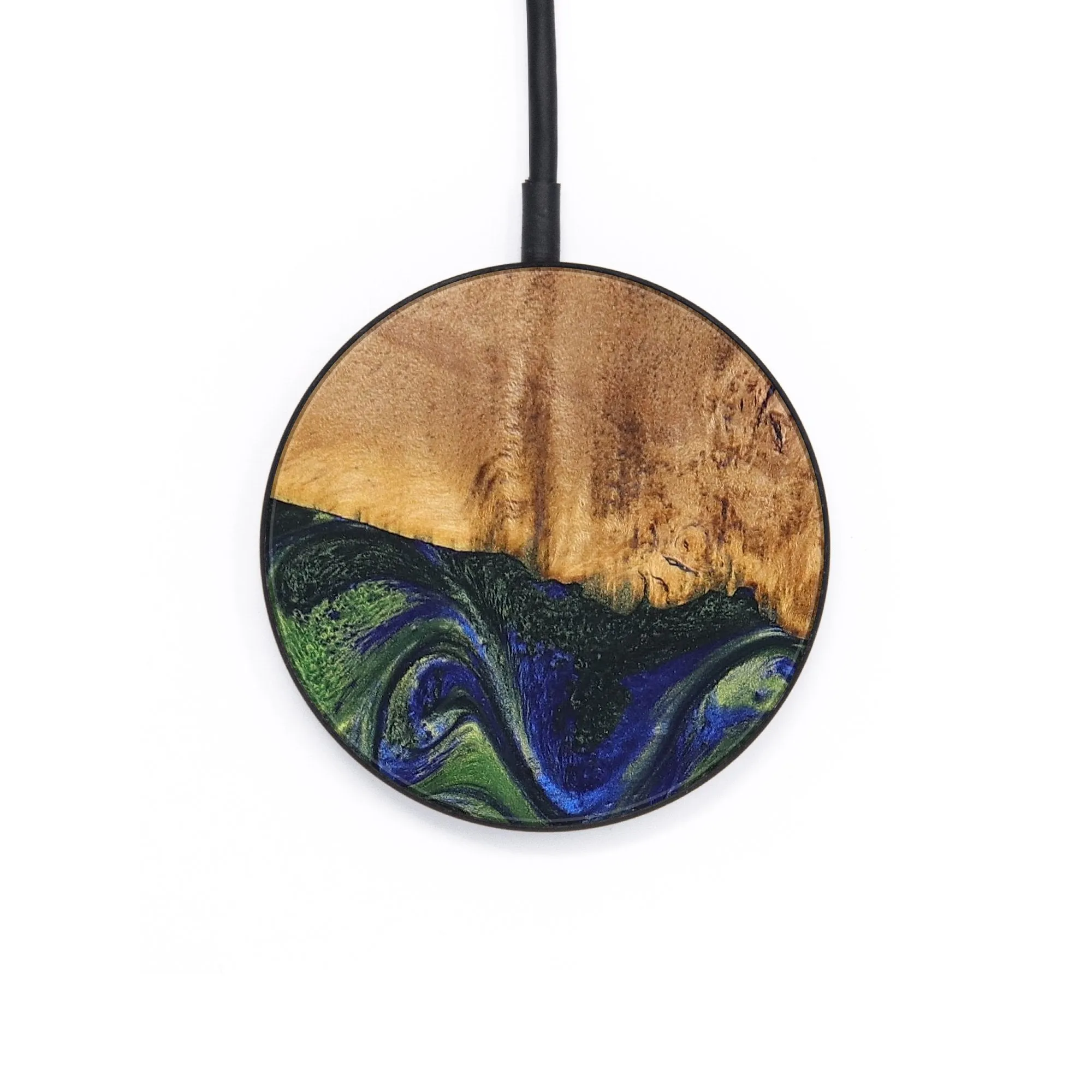 Circle Wood Resin Wireless Charger - Aiden (Green, 688198)