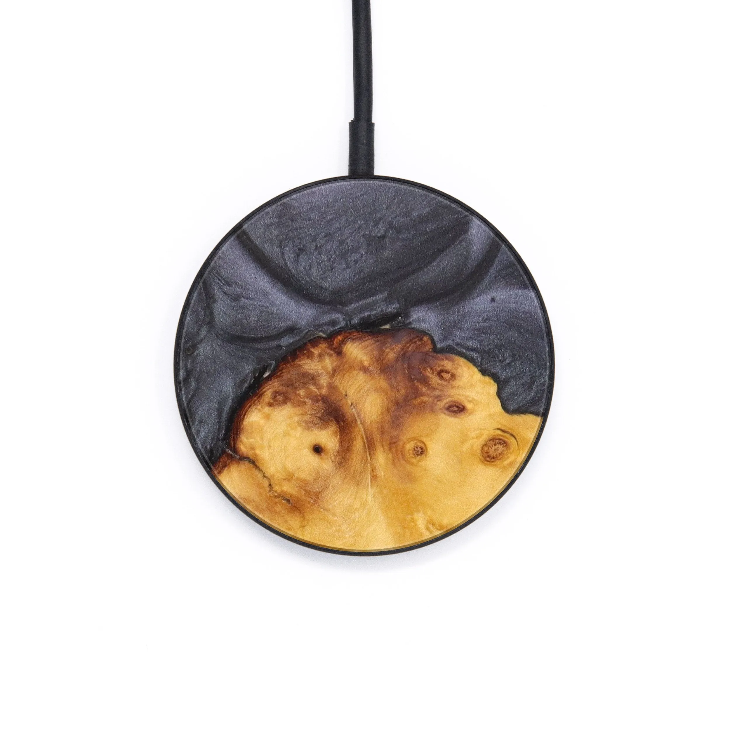 Circle Wood Resin Wireless Charger - Brynlee (Black & White, 626698)