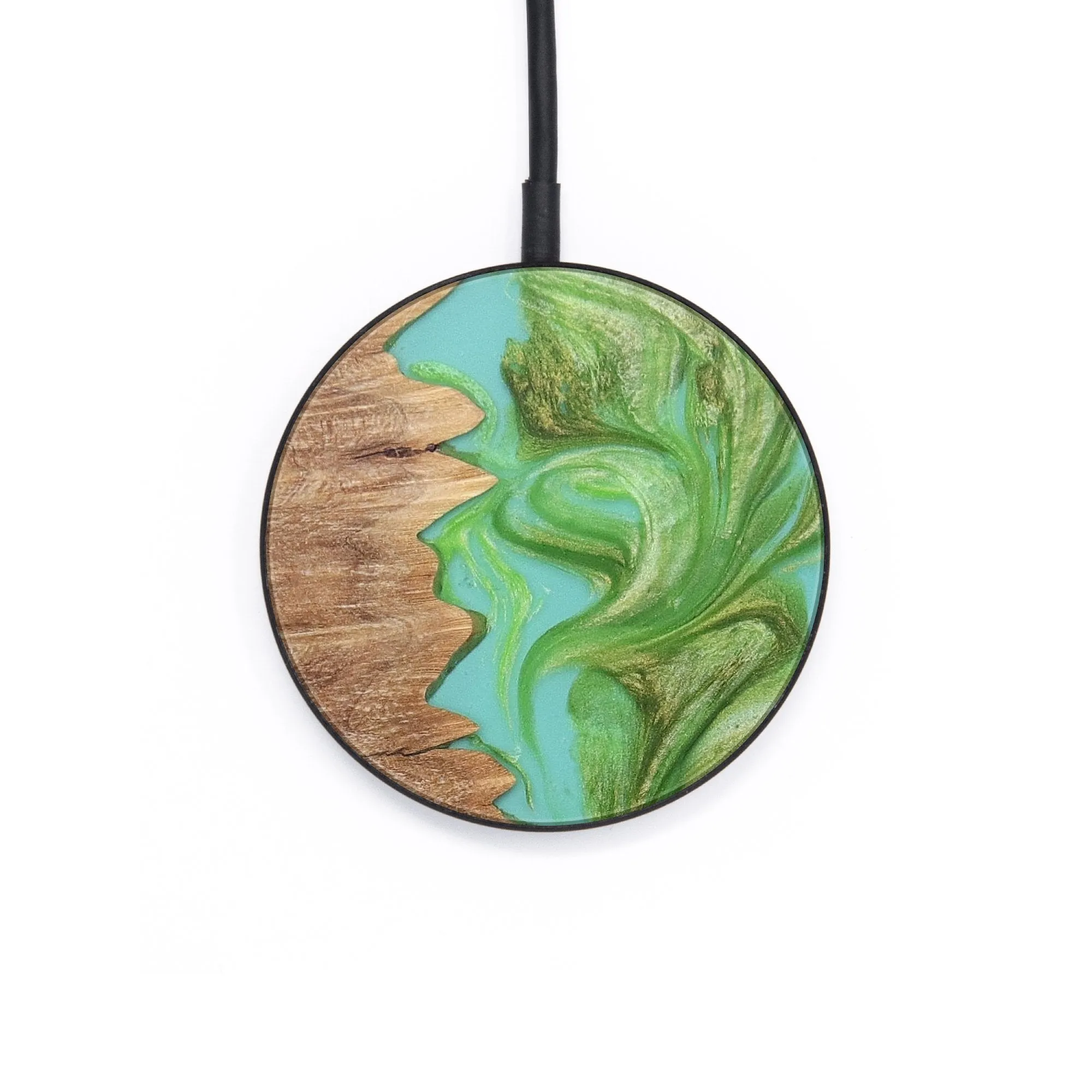 Circle Wood Resin Wireless Charger - Charity (Green, 655157)