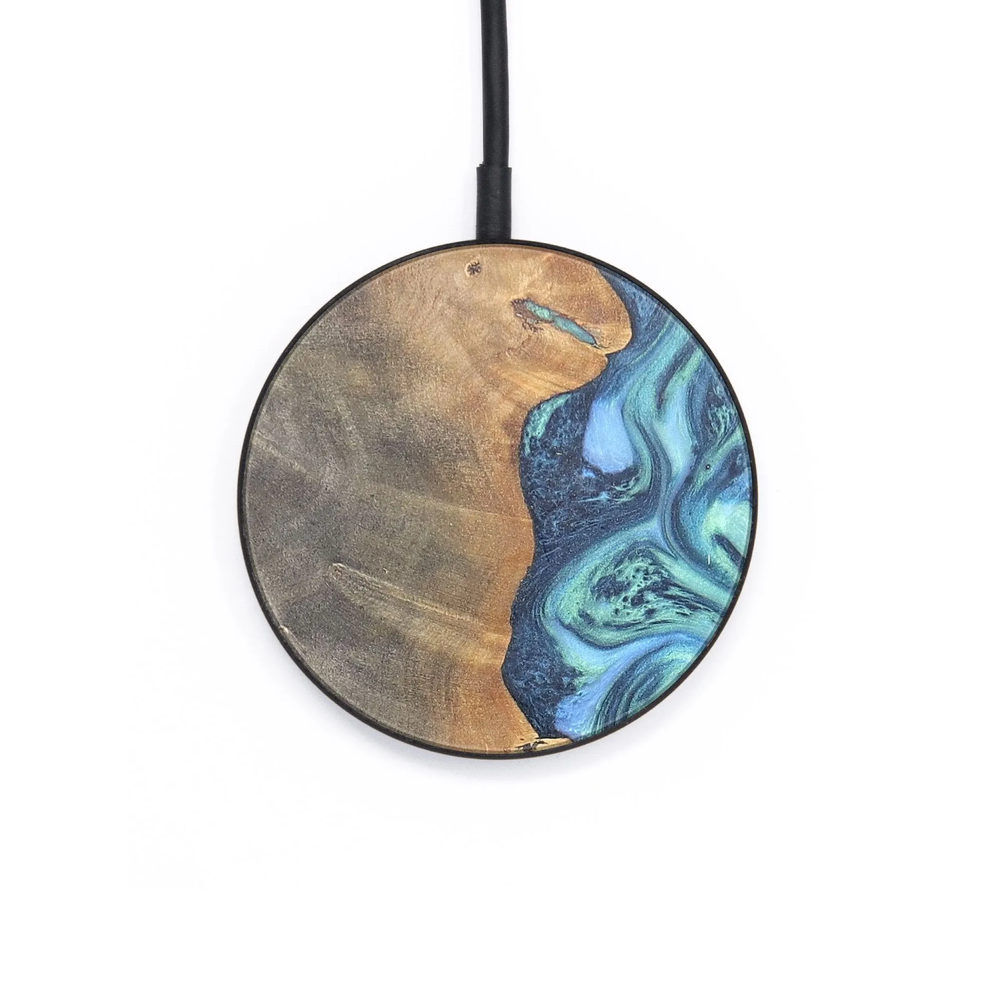 Circle Wood Resin Wireless Charger - Edward (Blue, 696914)