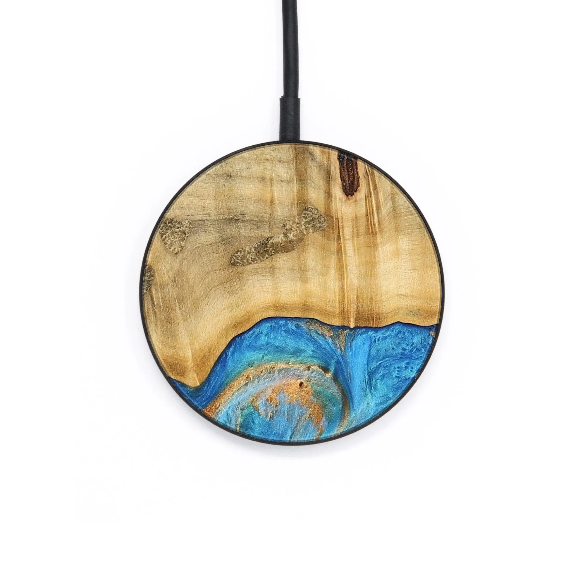 Circle Wood Wireless Charger - Emaline (Teal & Gold, 740727)