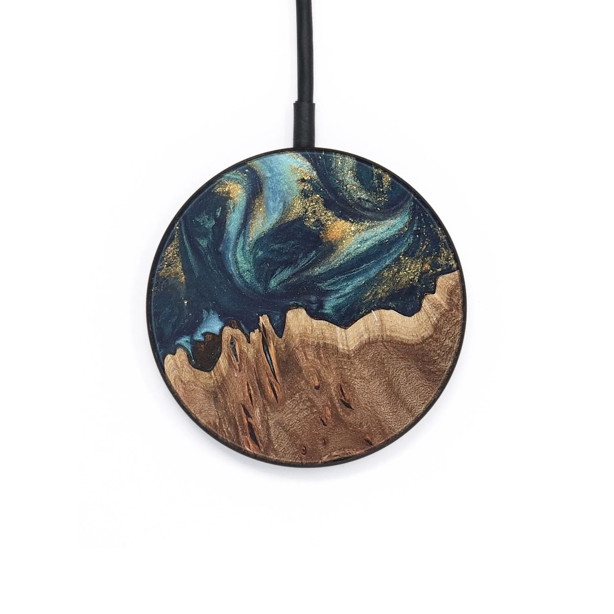 Circle Wood Wireless Charger - Leilah (Teal & Gold, 735199)