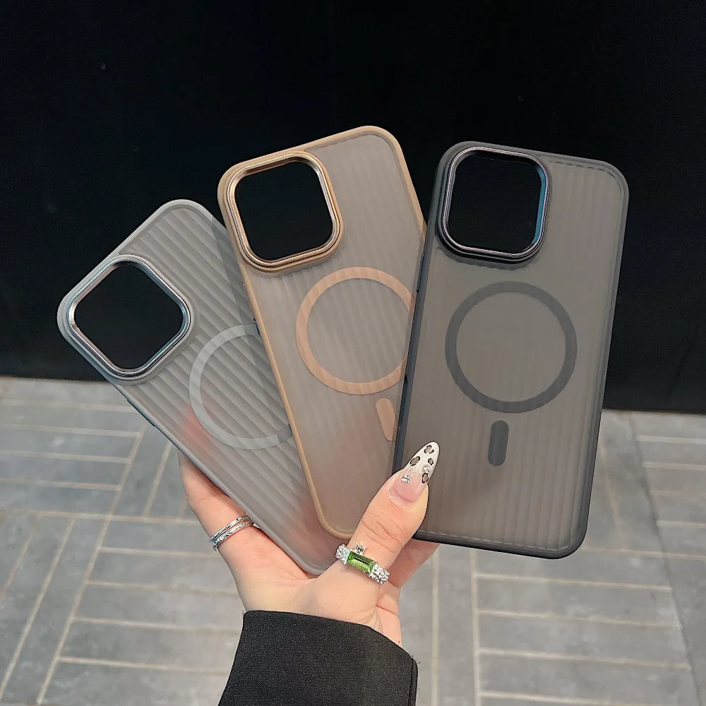 Corrugated Pattern Magnetic Wireless Charge Phone Case - iPhone 14 Plus