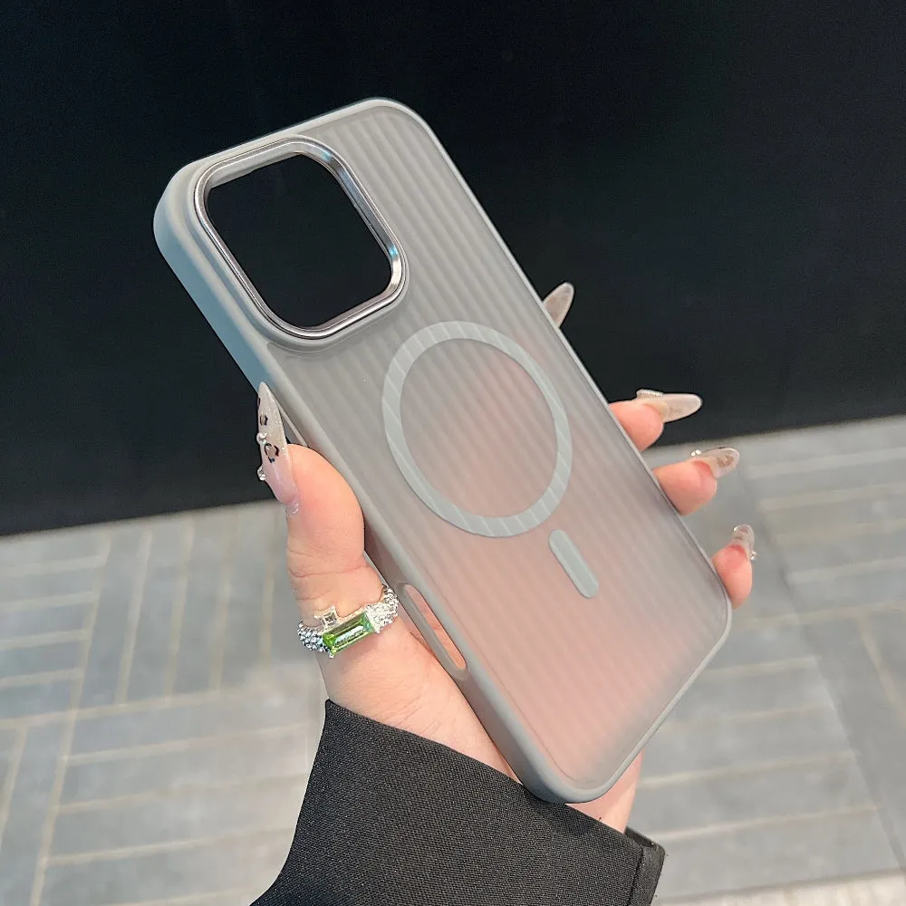 Corrugated Pattern Magnetic Wireless Charge Phone Case - iPhone 14 Plus