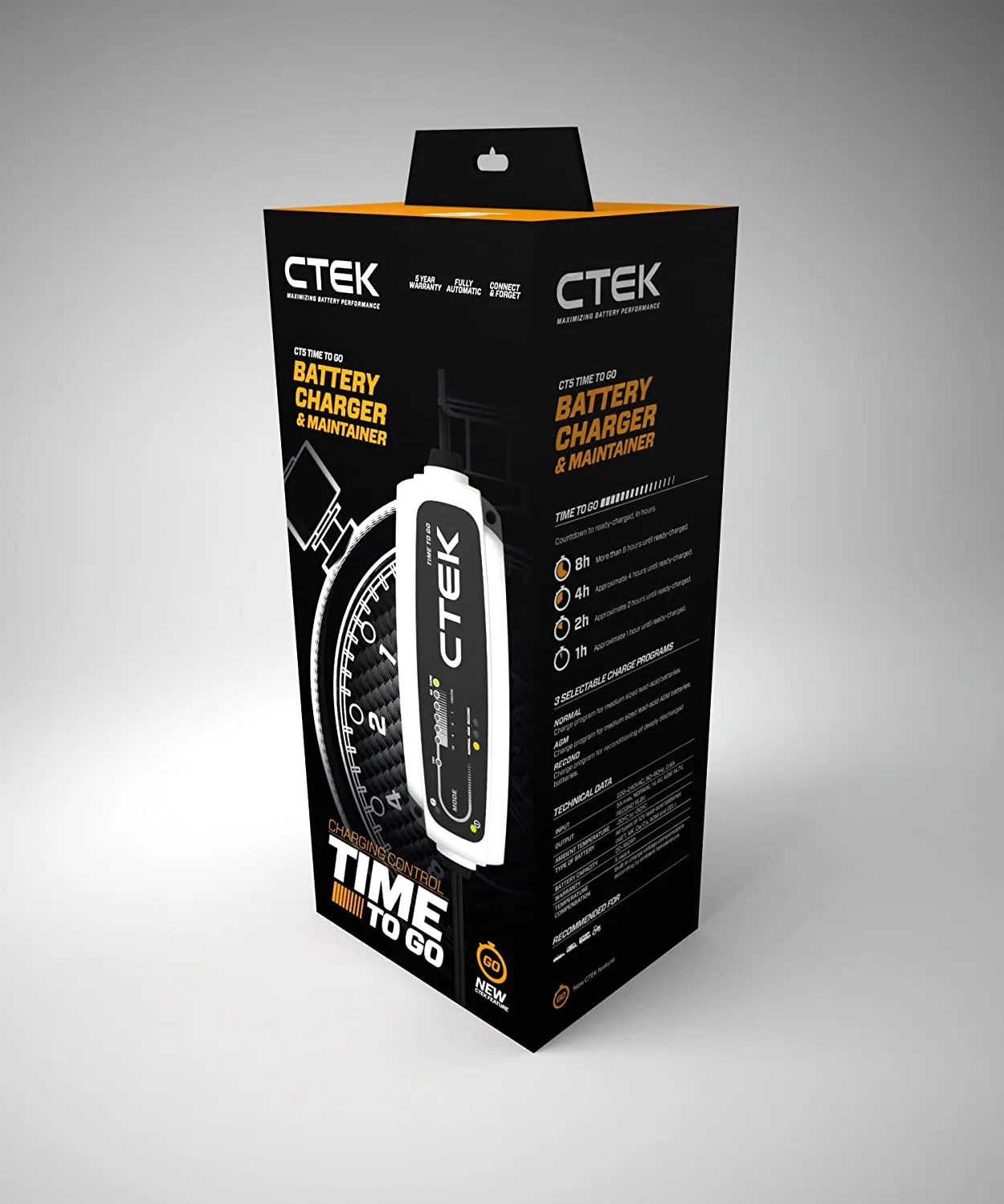 CTEK Battery Charger - CT5 Time To Go-12 Volt 4.3 Amp Charger & Maintainer - 40-255