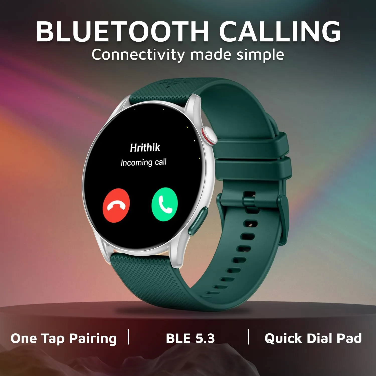 Cultsport Ace XR 1.43" Super Retina Amoled Display,466 * 466 Resolution, 850 NITS Peak Brightness, BT Calling, Health Tracking (Green Silicone Strap)