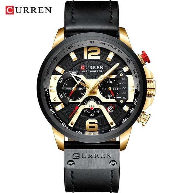 CURREN Casual Sport Watches for Men Blue Top Brand Luxury Military Leather Wrist Watch Man Clock Fashion Chronograph Wristwatch