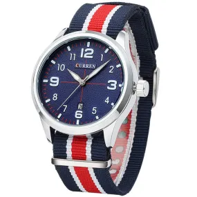 Curren Luxury Brand Nylon Strap Analog Display Date Men's Quartz Watch Casual Watch Men Wristwatch