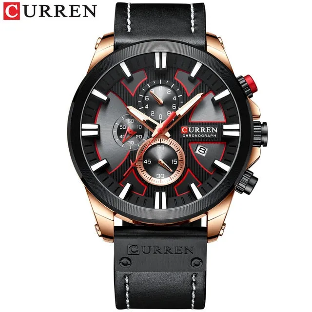 CURREN Watch Chronograph Sport Mens Watches Quartz Clock Leather Male Wristwatch Relogio Masculino Fashion Gift for Men