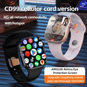 DaTeoy CD99 4G Android Smart Watch - 2.06" AMOLED Display, Android 8.1, 32Gb/64Gb ROM, GPS/BD/GLONASS, Heart Rate Monitoring, 800W Camera