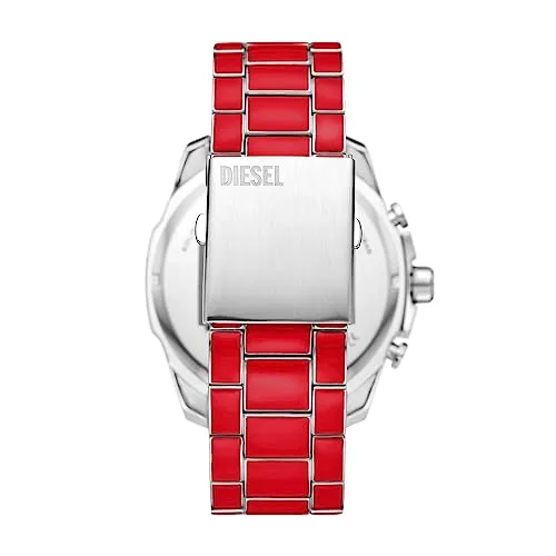 Diesel Mega Chief Stainless Steel Men's Watch with Analog or Digital Movement, Red Enamel, Mega Chief