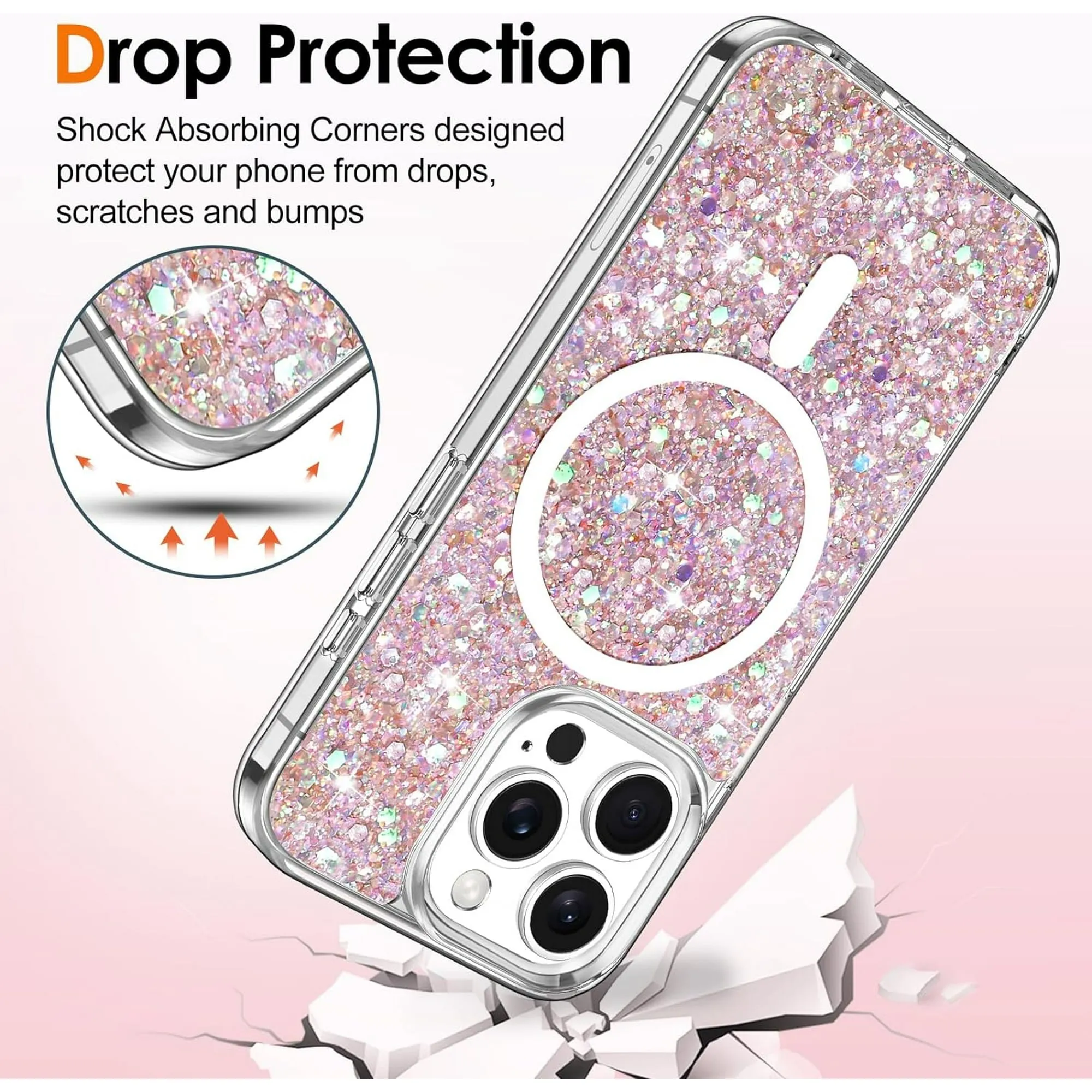 Entronix Apple iPhone 13 Pro Max/12 Pro Max [Magnetic-Compatible] Case - Glitter Flakes,