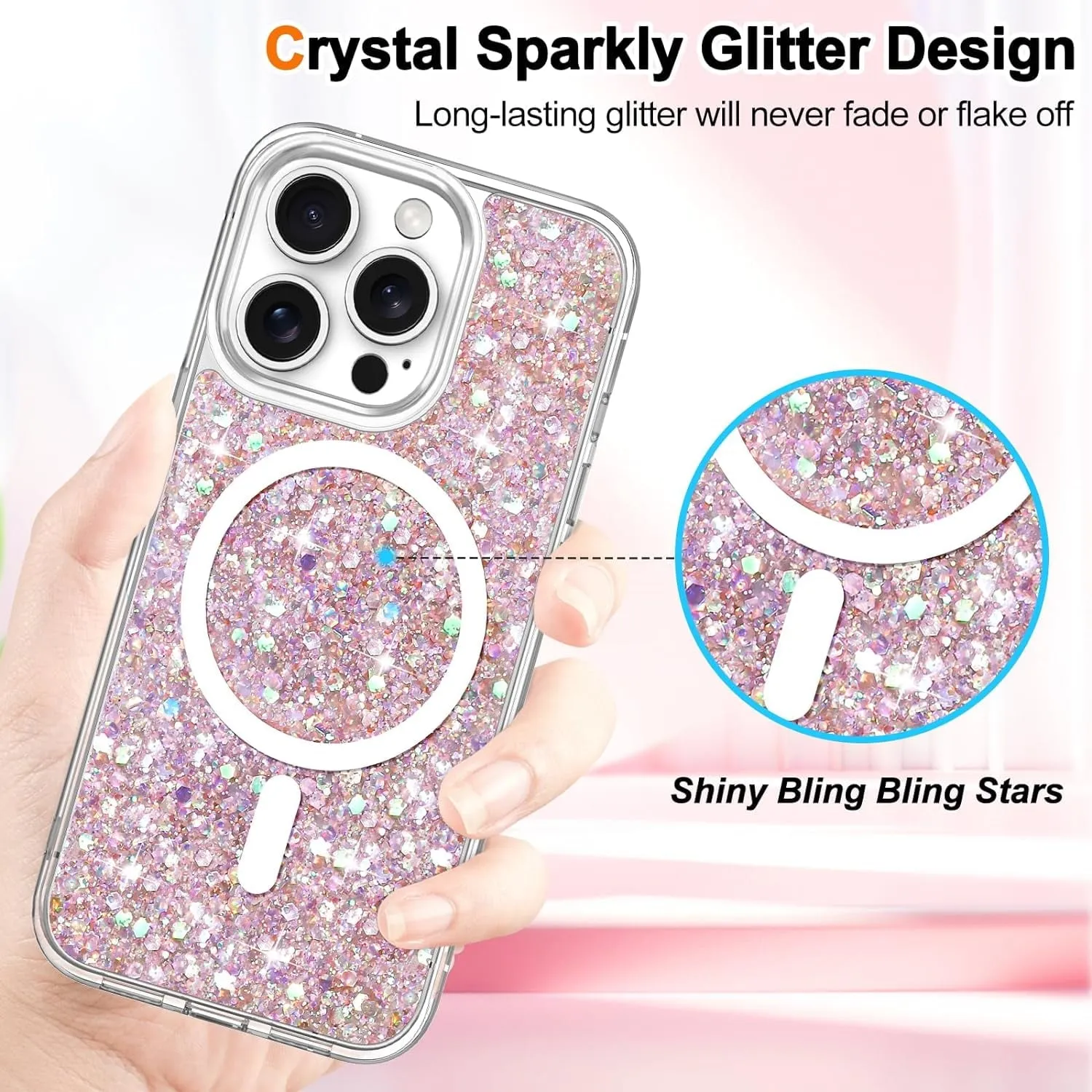 Entronix Apple iPhone 13 Pro Max/12 Pro Max [Magnetic-Compatible] Case - Glitter Flakes,