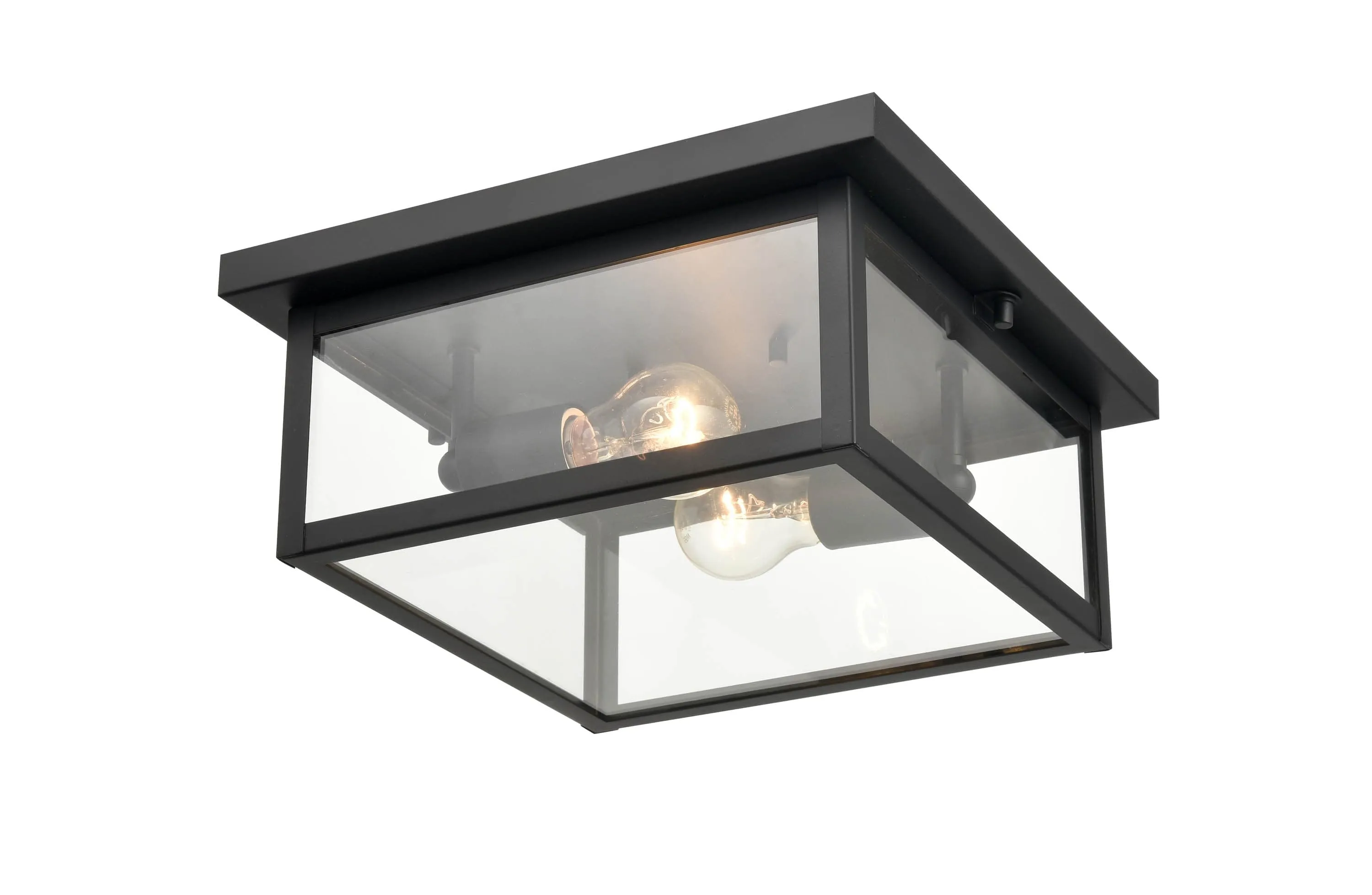 Evanton Outdoor Flush Mount Fixture - Powder Coated Black - Clear Glass - 12in. Diameter - E26 Medium Base