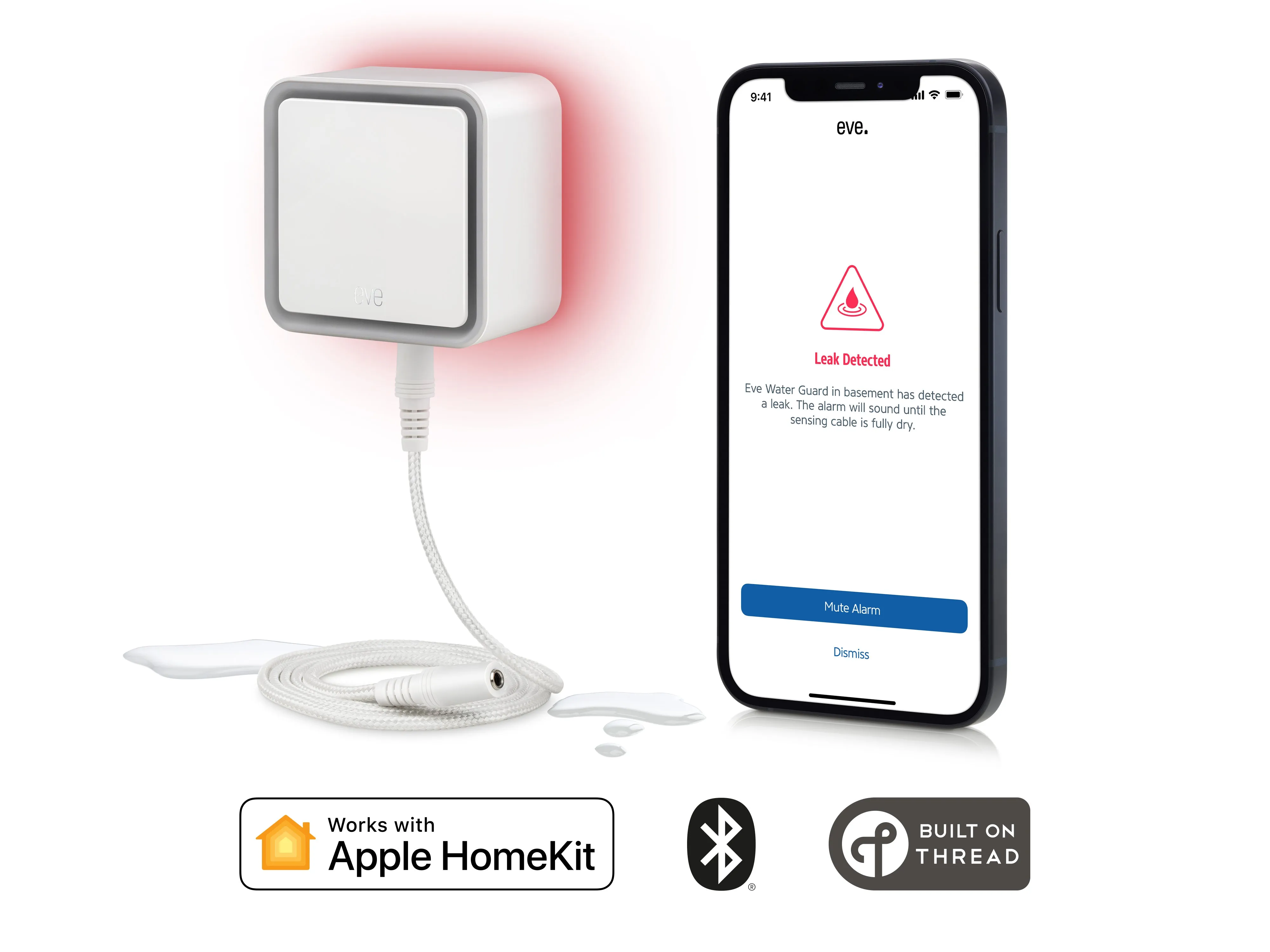 Eve Connected Water Leak Detector with Apple HomeKit technology