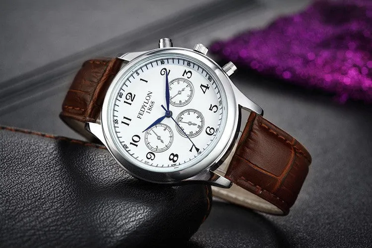 Fashion Casual Mens Watches Luxury Brand High Quality Leather Business Quartz Watch Men Waterproof Wristwatch