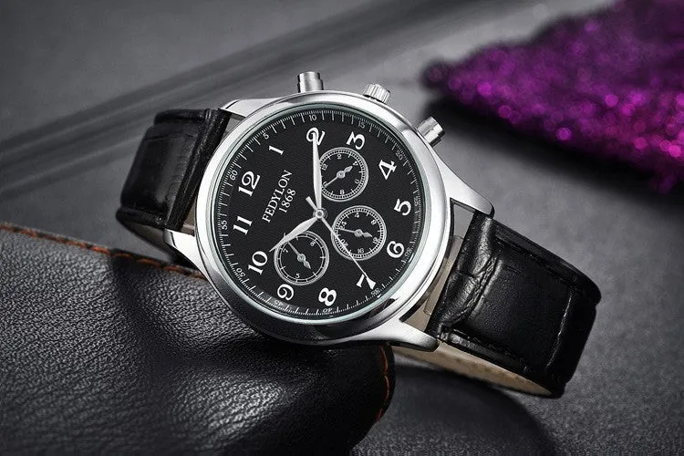 Fashion Casual Mens Watches Luxury Brand High Quality Leather Business Quartz Watch Men Waterproof Wristwatch