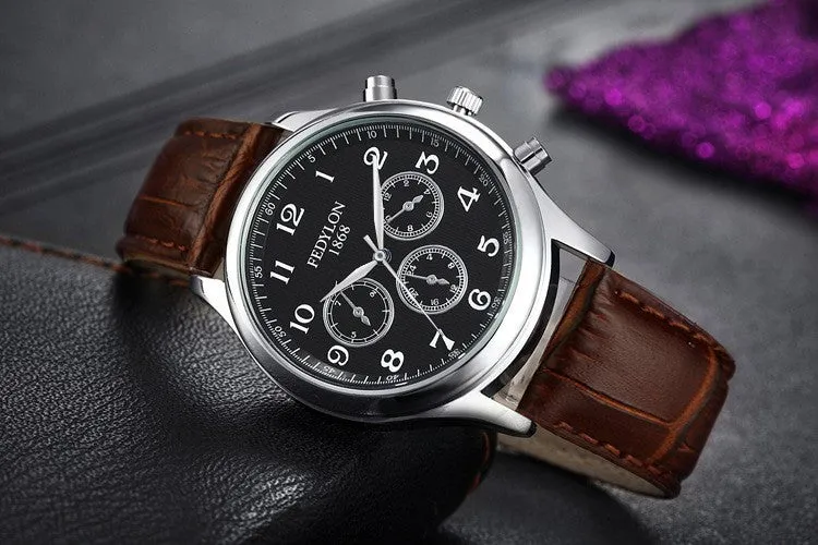 Fashion Casual Mens Watches Luxury Brand High Quality Leather Business Quartz Watch Men Waterproof Wristwatch