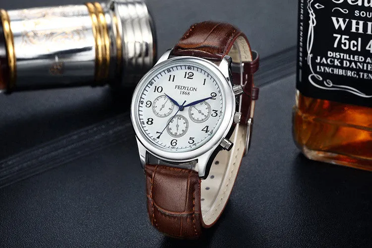 Fashion Casual Mens Watches Luxury Brand High Quality Leather Business Quartz Watch Men Waterproof Wristwatch