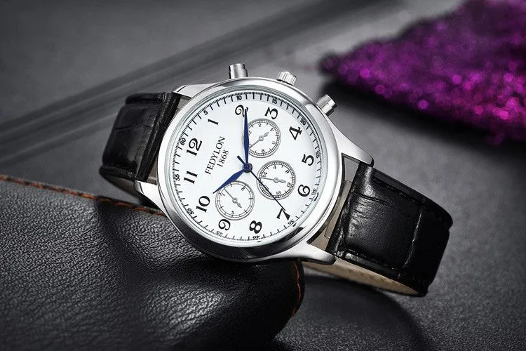 Fashion Casual Mens Watches Luxury Brand High Quality Leather Business Quartz Watch Men Waterproof Wristwatch