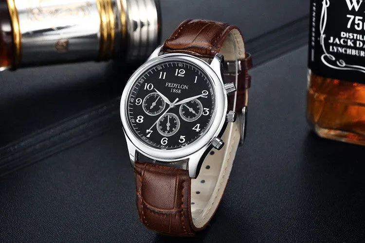 Fashion Casual Mens Watches Luxury Brand High Quality Leather Business Quartz Watch Men Waterproof Wristwatch