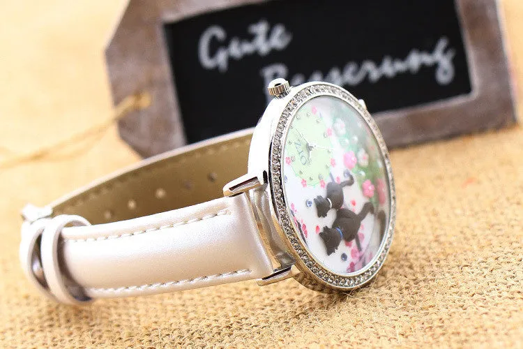 Fashion diamond watch creative DIY ladies watch cartoon cat lovers premium brand female table orz