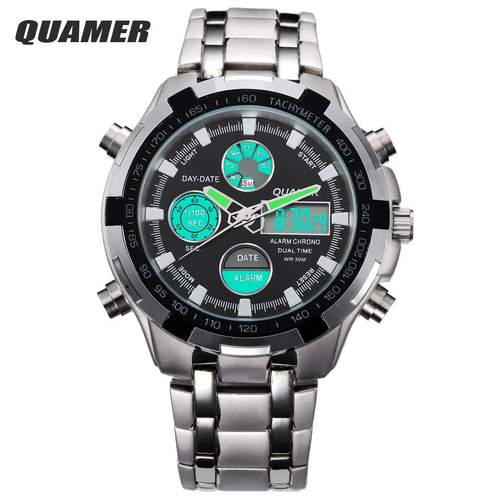 Fashion Digital Watches Men Led Full Steel Gold Male Clock Men Military Wristwatch Quartz Sports Watch Relogio Masculino