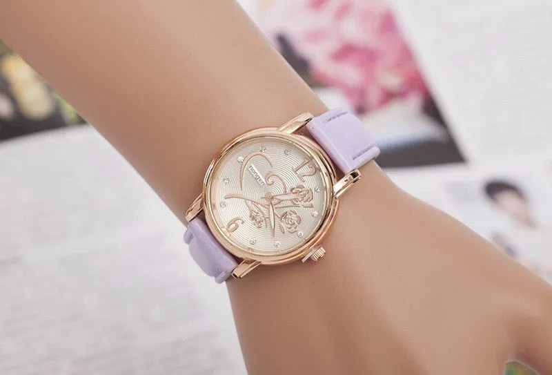 Fashion Luxury Ladies Watches Women Gold Alloy Case Ladies Watch Leather Quartz Watch Relogio Feminino Clock Relojes Mujer