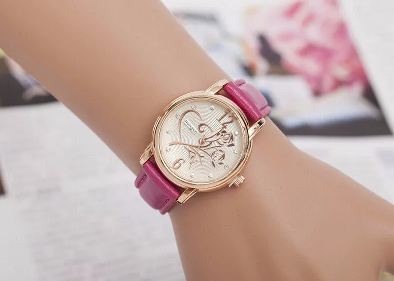 Fashion Luxury Ladies Watches Women Gold Alloy Case Ladies Watch Leather Quartz Watch Relogio Feminino Clock Relojes Mujer