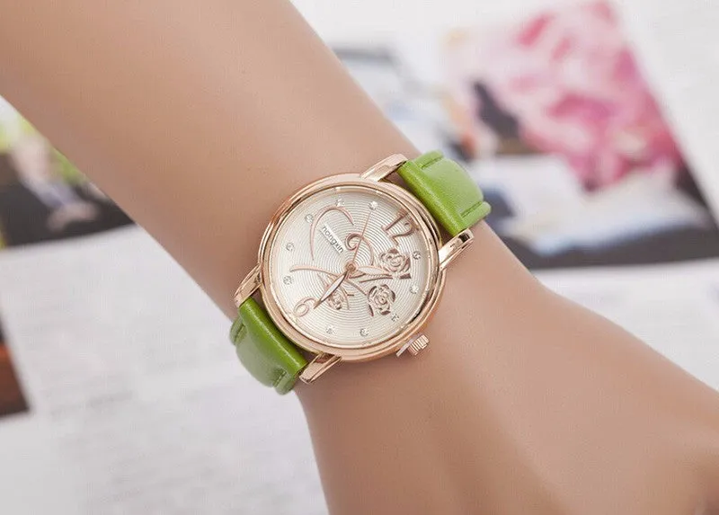 Fashion Luxury Ladies Watches Women Gold Alloy Case Ladies Watch Leather Quartz Watch Relogio Feminino Clock Relojes Mujer