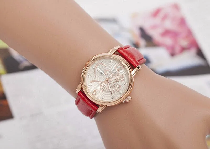 Fashion Luxury Ladies Watches Women Gold Alloy Case Ladies Watch Leather Quartz Watch Relogio Feminino Clock Relojes Mujer