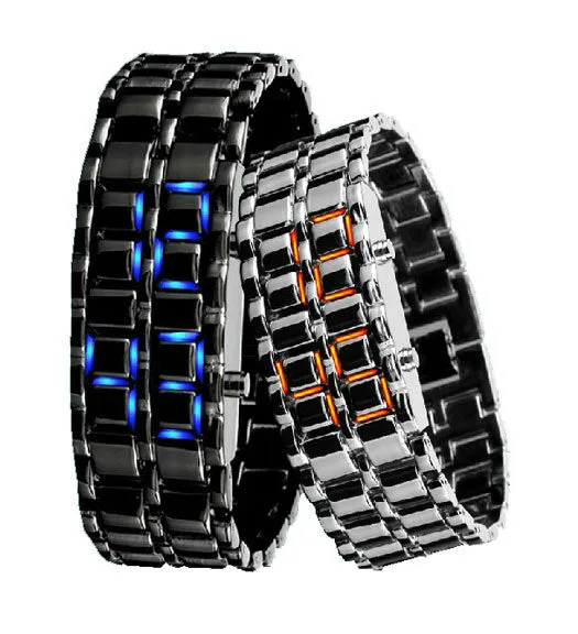 Fashion Men Women Lava Iron Samurai Metal LED Faceless Bracelet Watch Wristwatch Best gifts idea