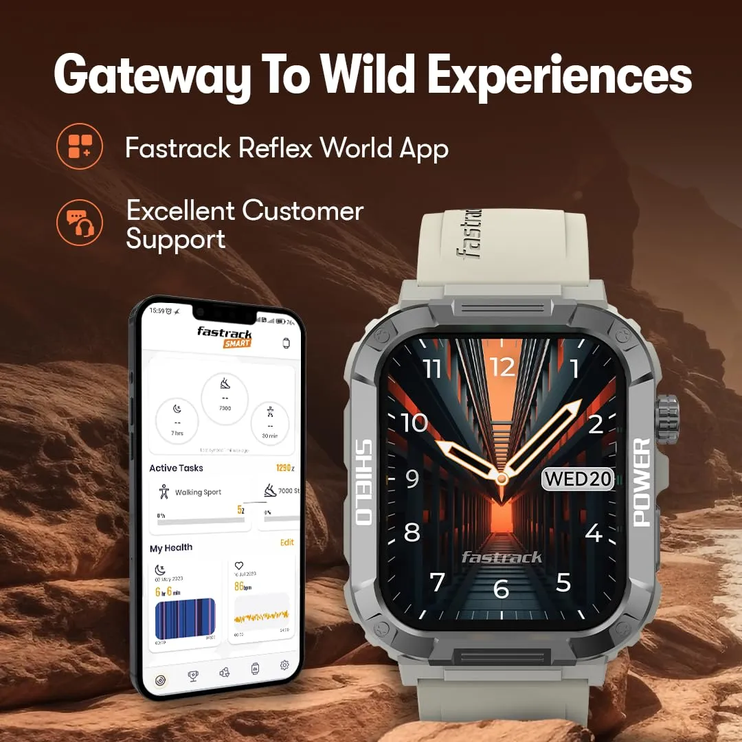 Fastrack Limitless Valor Rugged Smart Watch|Large 1.91" Super UltraVU Display|Functional Crown|Highest 320x385 Pixel Resolution|SingleSync BT Calling|100  Sports Modes|Calculator|Calendar