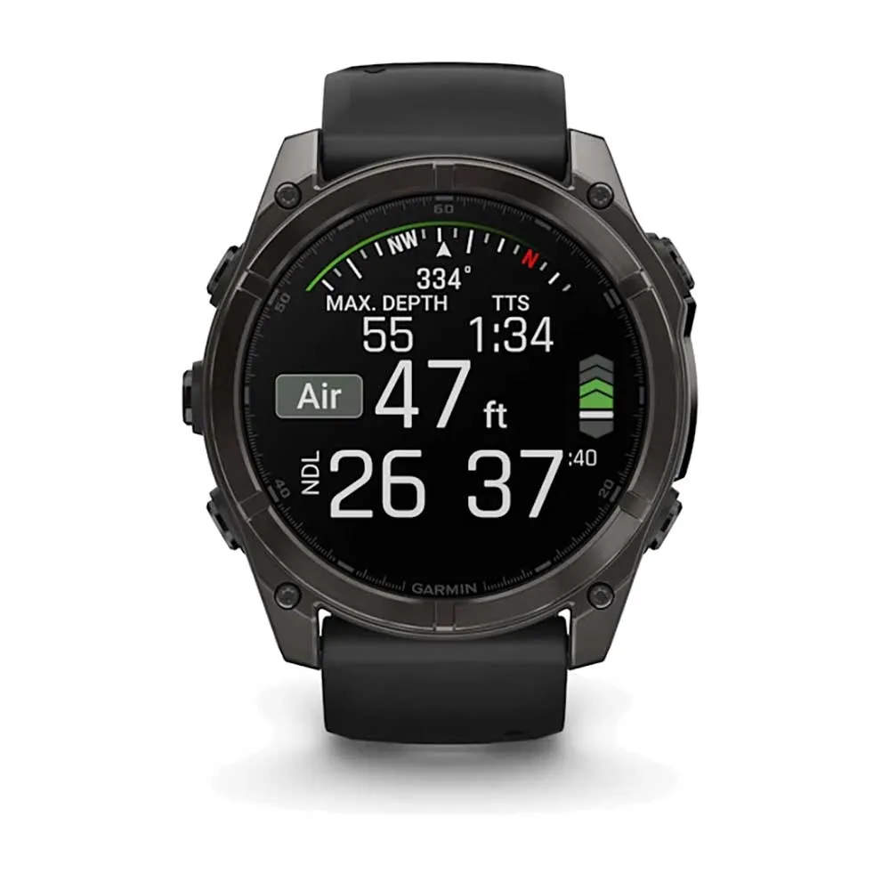 fenix 8 - 51 mm, AMOLED, Sapphire - Carbon Gray DLC Titanium/Black/Pebble Gray Silicone