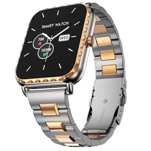 Fire-Boltt Jewel, Luxury Stainless Steel Smart Watch with a 1.85" Display Boasting 320x386 Resolution and 600 NITS Brightness, 60 HZ Refresh Rate, 120 Sports Modes, IP67 Rating