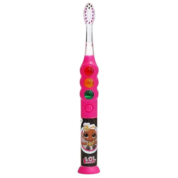 Firefly Ready Go Light Up Timer Toothbrush, L.O.L. Surprise!, Premium Soft Bristles, 1 Minute Timer, Less Mess Suction Cup, Battery Included, Easy Storage, Dentist Recommended