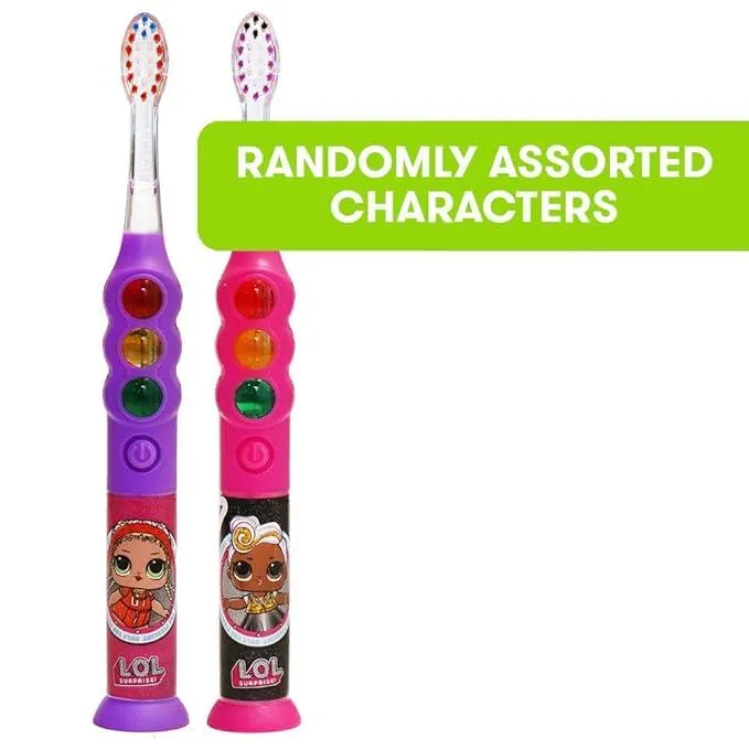 Firefly Ready Go Light Up Timer Toothbrush, L.O.L. Surprise!, Premium Soft Bristles, 1 Minute Timer, Less Mess Suction Cup, Battery Included, Easy Storage, Dentist Recommended