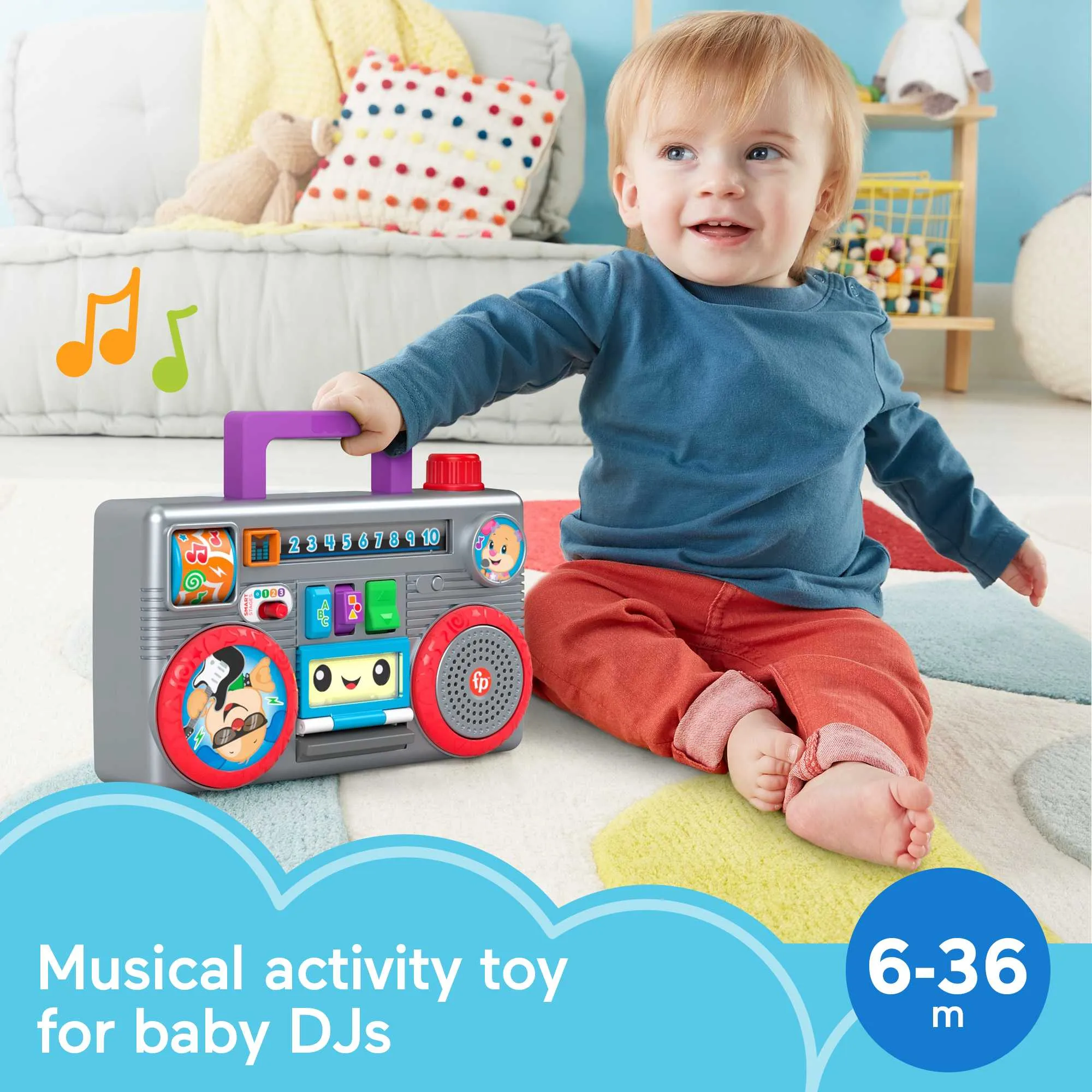 Fisher-Price Laugh & Learn Busy Boombox, Ages 6 To 36 Months