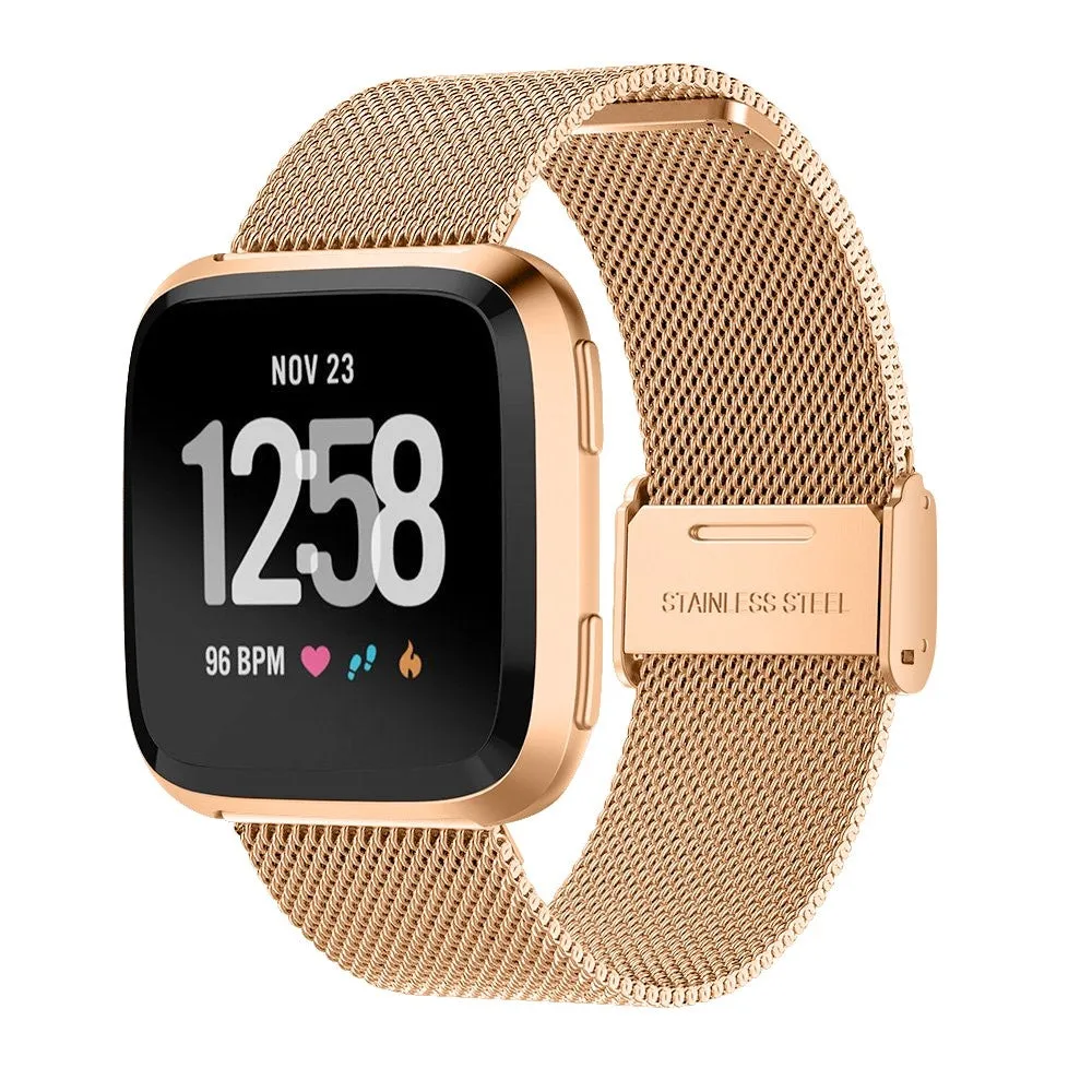 Fitbit Versa / Versa 2 / Versa Lite Stainless Steel Bracelet Milanaise Clip Closure - Rose Gold