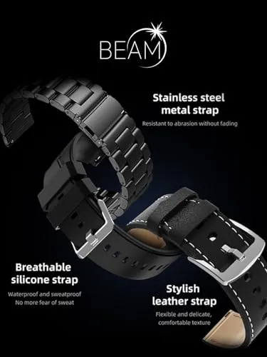 French Connection Beam Smart Watch with Its 1.39 Full-Touch Screen and 360 X 360 Resolution Round Display with 3 Straps Fcsw05-1 - Multicolor