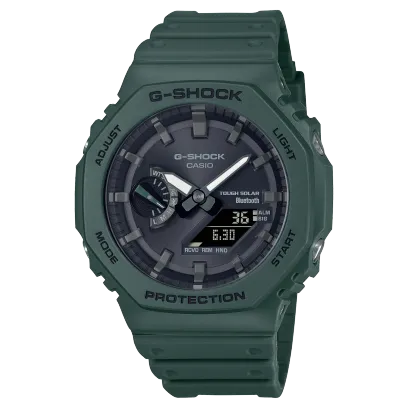 G-Shock Men's Bluetooth Watch Analog-Digital Dial with Green Resin Band, GA-B2100-3ADR