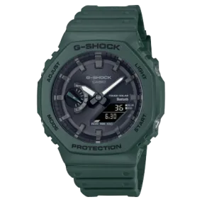 G-Shock Men's Bluetooth Watch Analog-Digital Dial with Green Resin Band, GA-B2100-3ADR