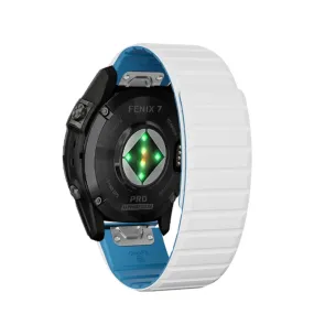 Garmin D2 Magnetic Silicone Dual Color Wristband with 26mm quick release (joint circumference: 170-230mm) - White / Blue