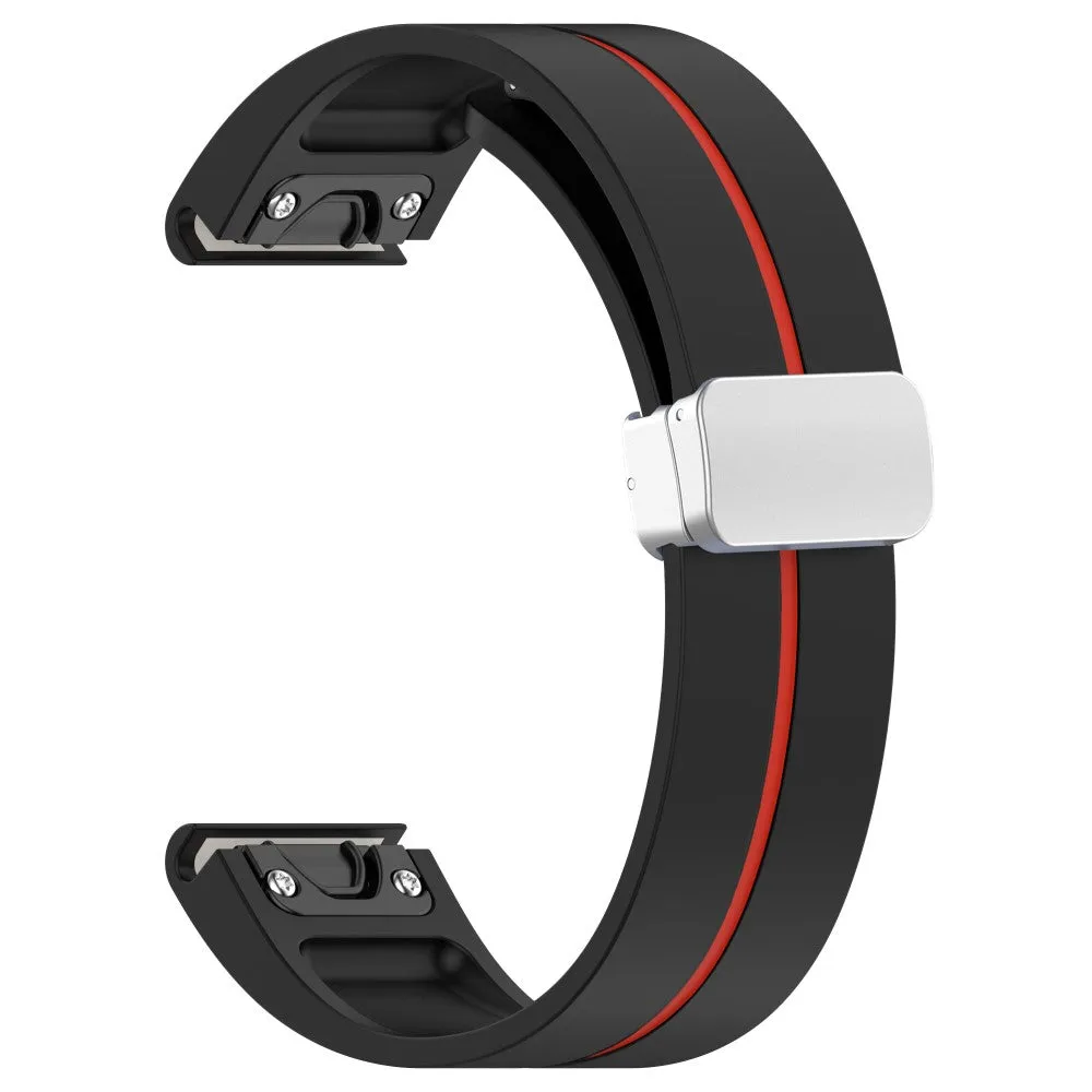 Garmin Fenix 5S silicone sports bracelet with magnetic clasp - black / red