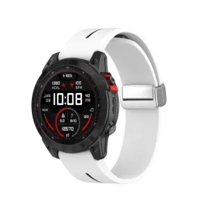 Garmin Fenix 5S Silicone Sports Bracelet with Magnetic Clasp - White / Black