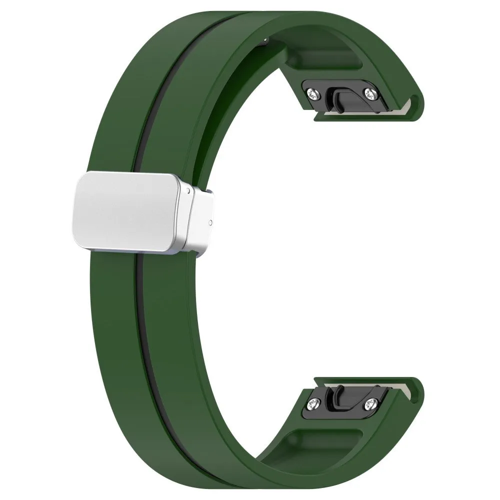 Garmin Fenix 7S Sapphire Silicone Sports Bracelet with Magnetic Clasp - Dark Green / Black