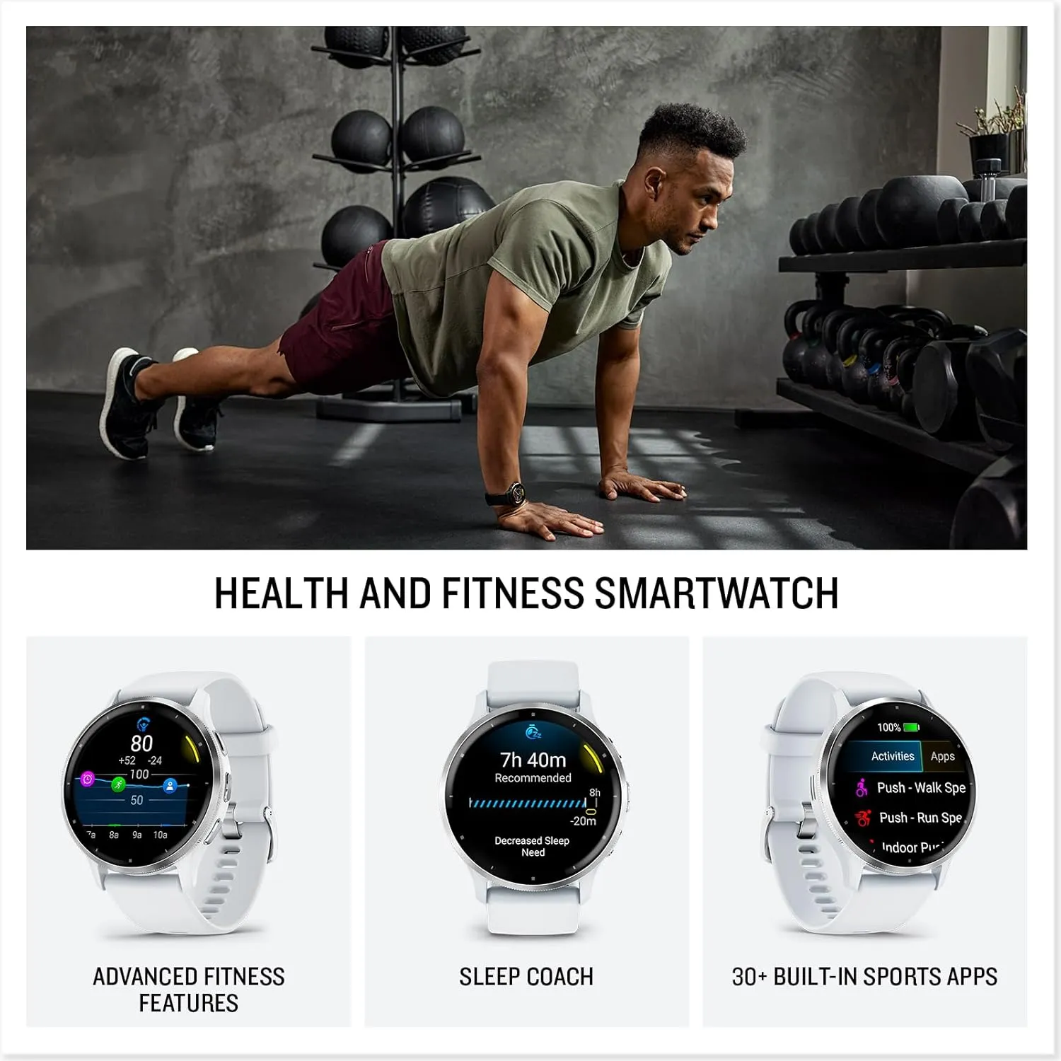 Garmin Venu 3S AMOLED GPS Smartwatch, Advanced Health & Fitness Features, Music Storage, Voice Functionality, Up to 10 Days Battery Life, Sage Grey