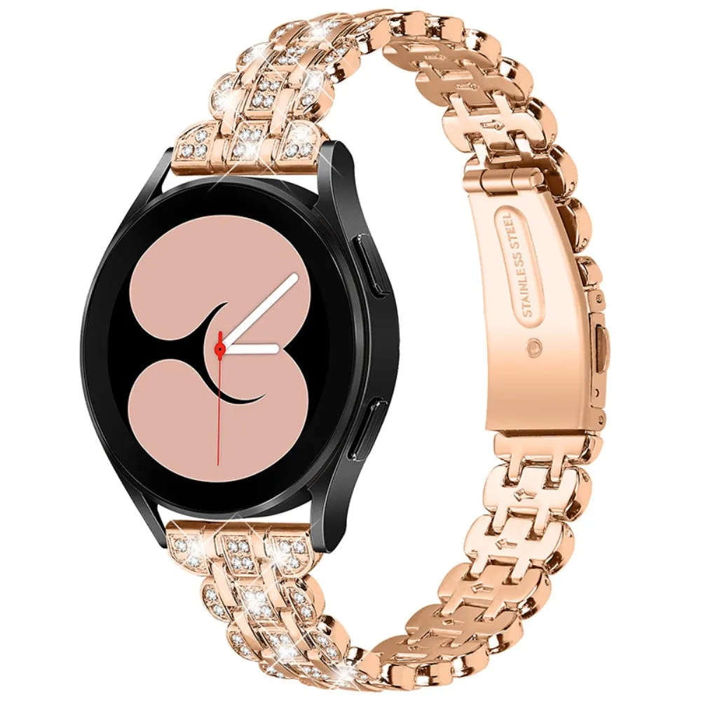 Garmin Vivo / Venu / Forerunner / Approach stainless steel jewelry bracelet with butterfly clasp and rhinestones - rose gold